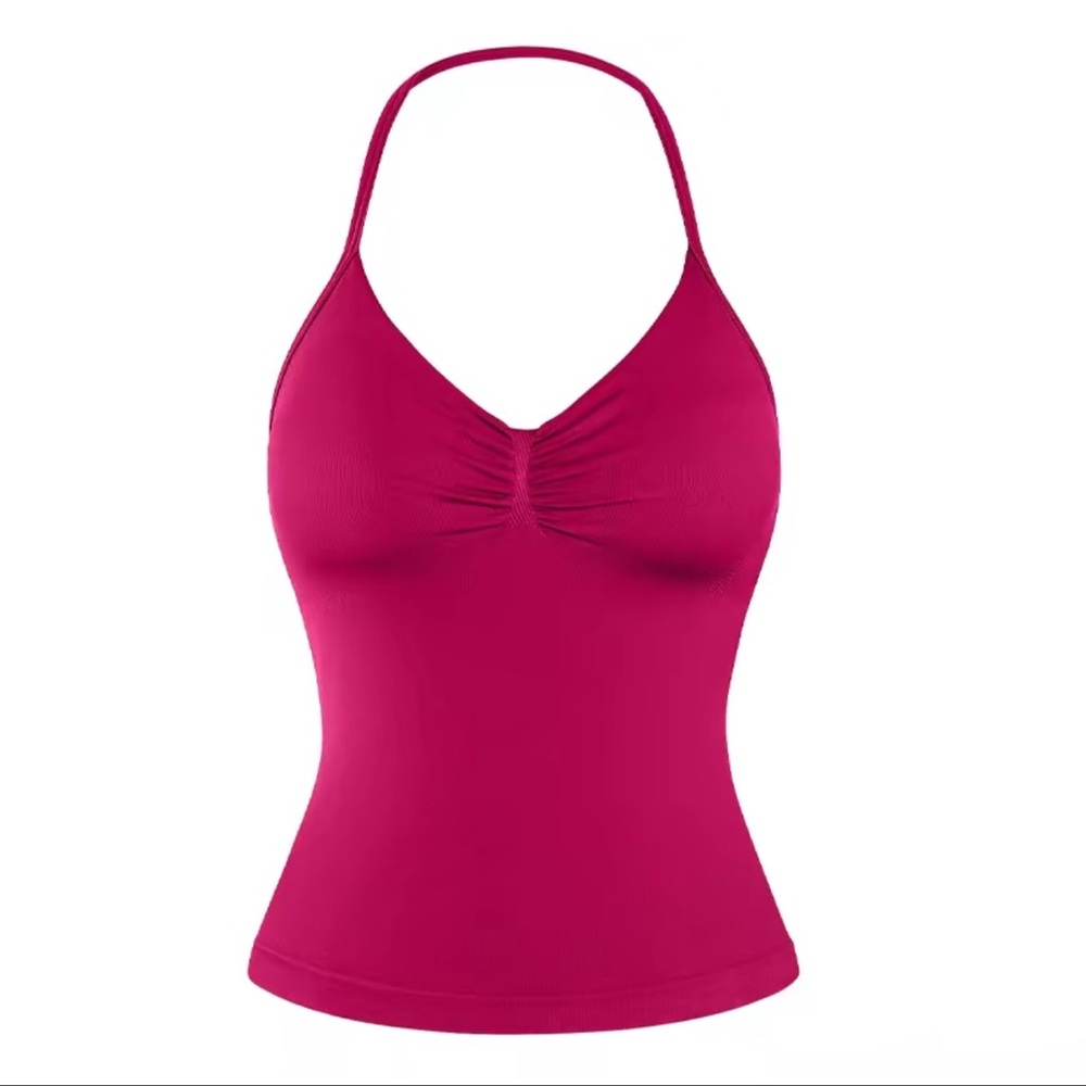 Fitted Magenta Halter Tank Top